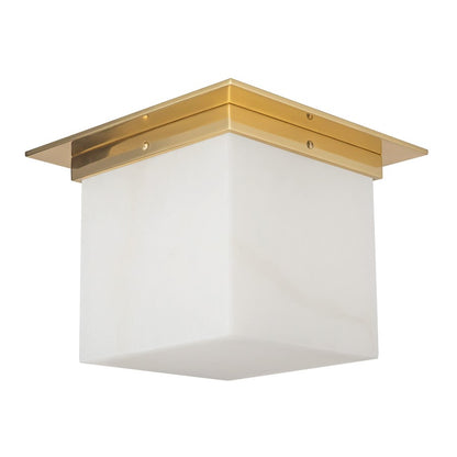 Kuzco Mineral 11" Brass Flush Mount, Patina Brass/Alabaster