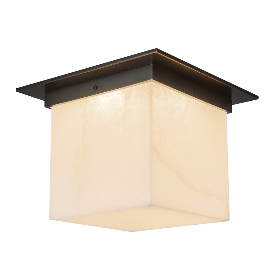 Kuzco Mineral 11" Black Flush Mount, Urban Bronze/Alabaster