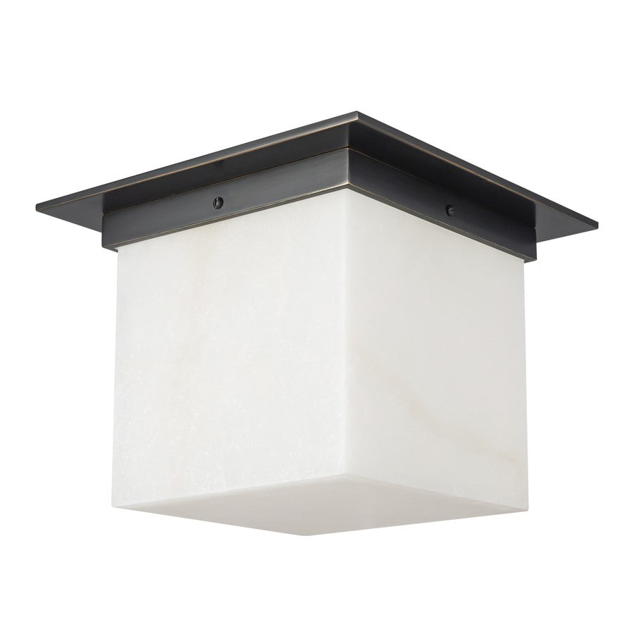 Kuzco Mineral 11" Black Flush Mount, Urban Bronze/Alabaster