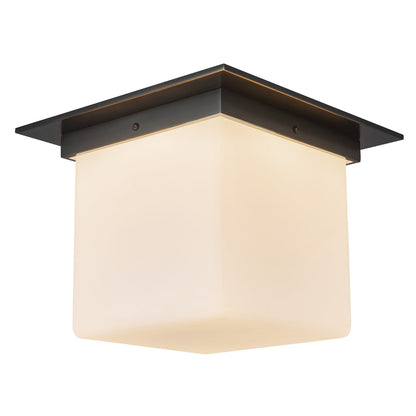 Kuzco Mineral 11" Black Flush Mount, Urban Bronze/Matte Opal