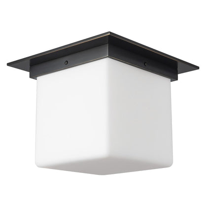 Kuzco Mineral 11" Black Flush Mount, Urban Bronze/Matte Opal