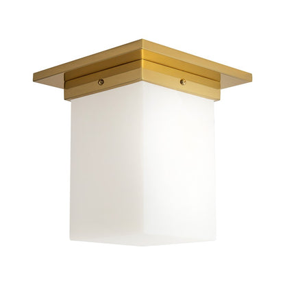Kuzco Mineral 8" Brass Flush Mount, Patina Brass/Alabaster