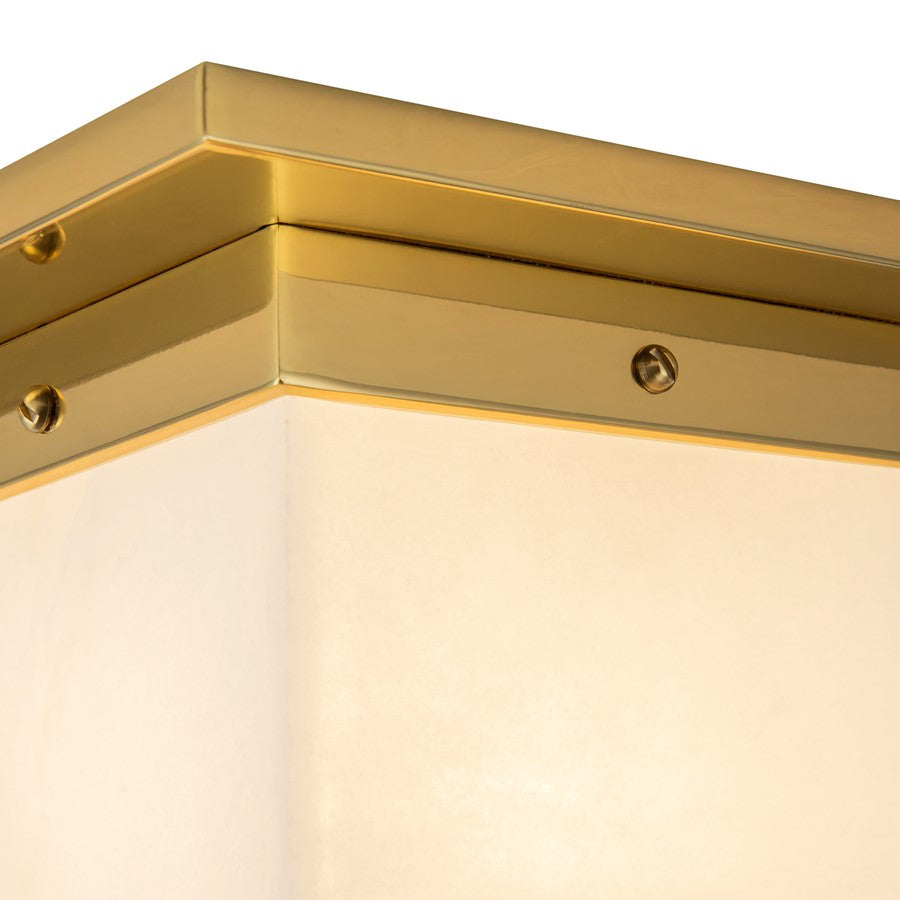 Kuzco Mineral 8" Brass Flush Mount, Patina Brass/Alabaster
