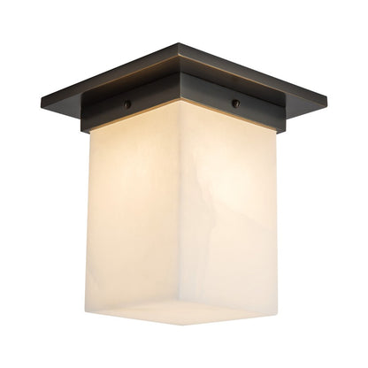 Kuzco Mineral 8" Black Flush Mount, Urban Bronze/Alabaster