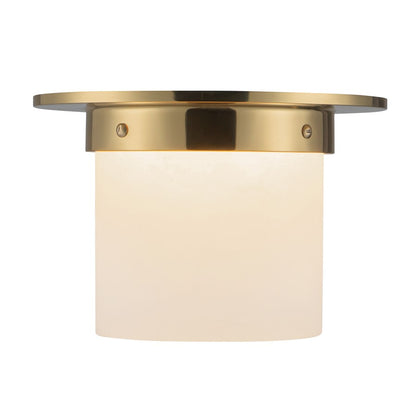 Kuzco Mineral 5.5" Brass Flush Mount, Patina Brass/Alabaster