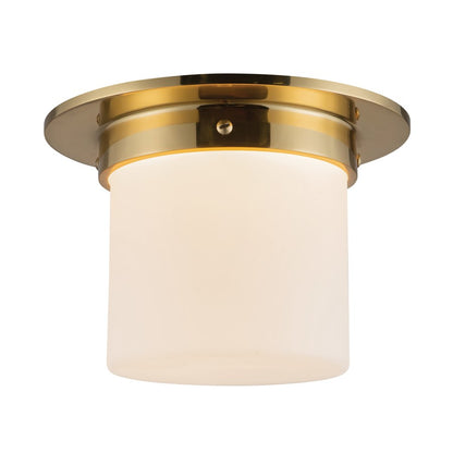 Kuzco Mineral 5.5" Flush Mount, Patina Brass/Opal Glass