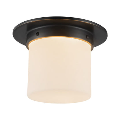 Kuzco Mineral 8-inch Black Flush, Urban Bronze/Matte Opal Glass
