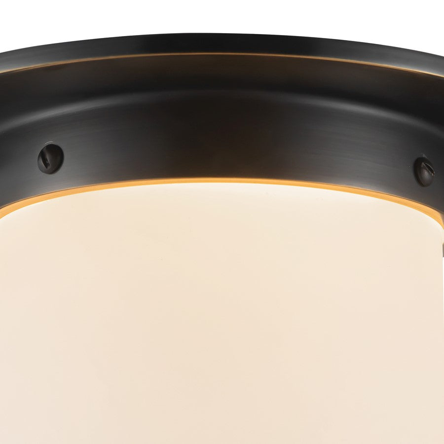 Kuzco Mineral 8-inch Black Flush, Urban Bronze/Matte Opal Glass