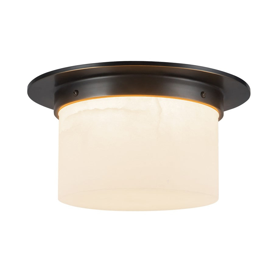 Kuzco Mineral 11-inch Black Flush Mount, Urban Bronze/Alabaster