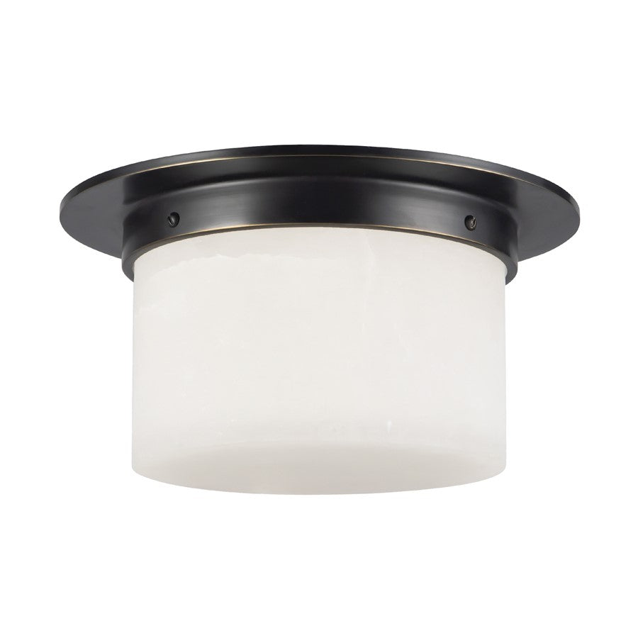 Kuzco Mineral 11-inch Black Flush Mount, Urban Bronze/Alabaster