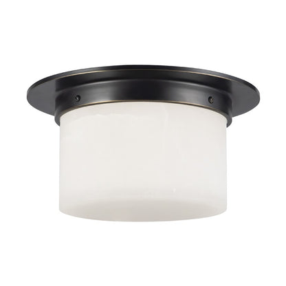 Kuzco Mineral 11-inch Black Flush Mount, Urban Bronze/Alabaster