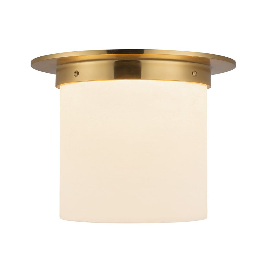 Kuzco Mineral 11" Brass Flush Mount, Patina Brass/Alabaster