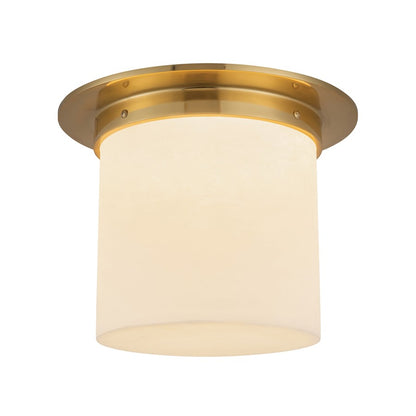 Kuzco Mineral 11" Brass Flush Mount, Patina Brass/Alabaster
