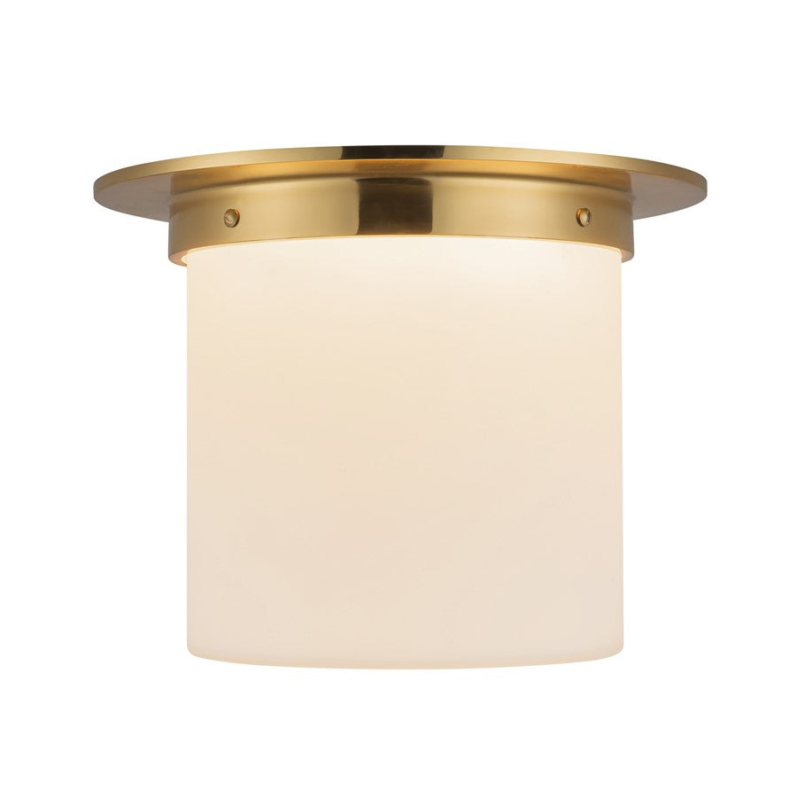 Kuzco Mineral 11" Brass Flush Mount, Patina Brass/Opal