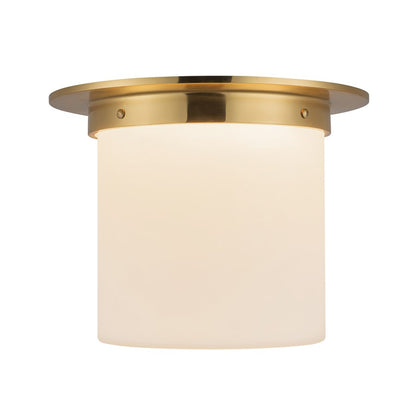 Kuzco Mineral 11" Brass Flush Mount, Patina Brass/Opal
