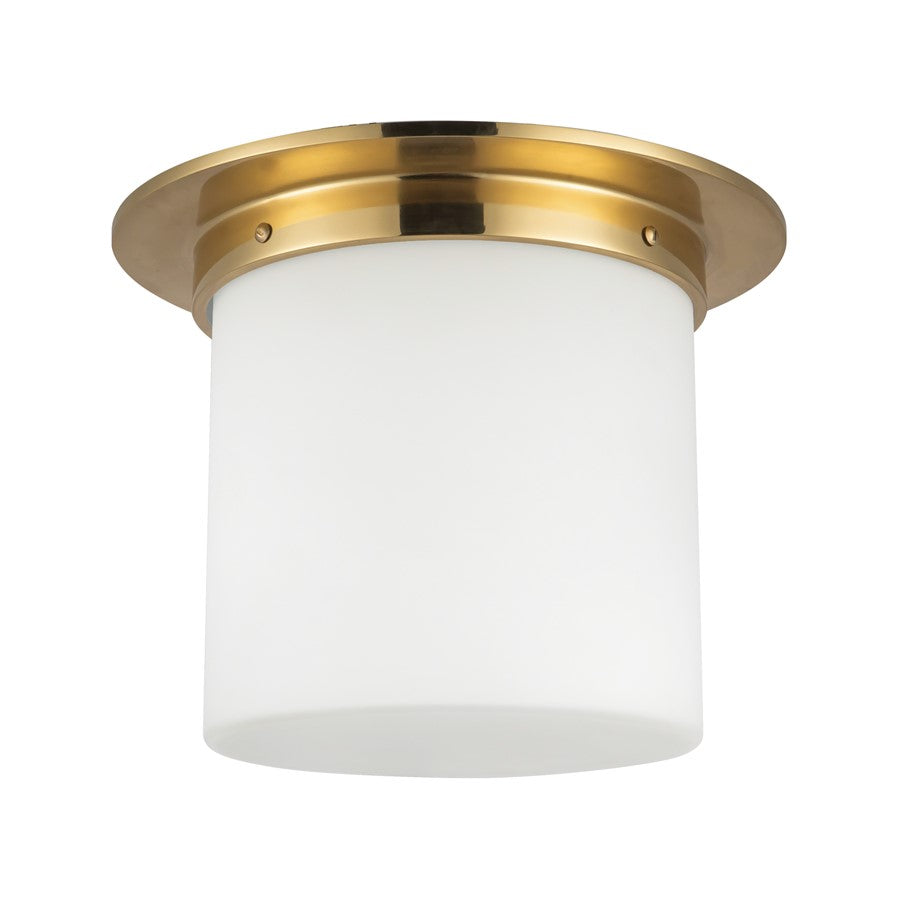 Kuzco Mineral 11" Brass Flush Mount, Patina Brass/Opal