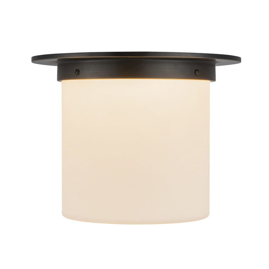 Kuzco Mineral 11" Black Flush Mount, Urban Bronze/Matte Opal Glass