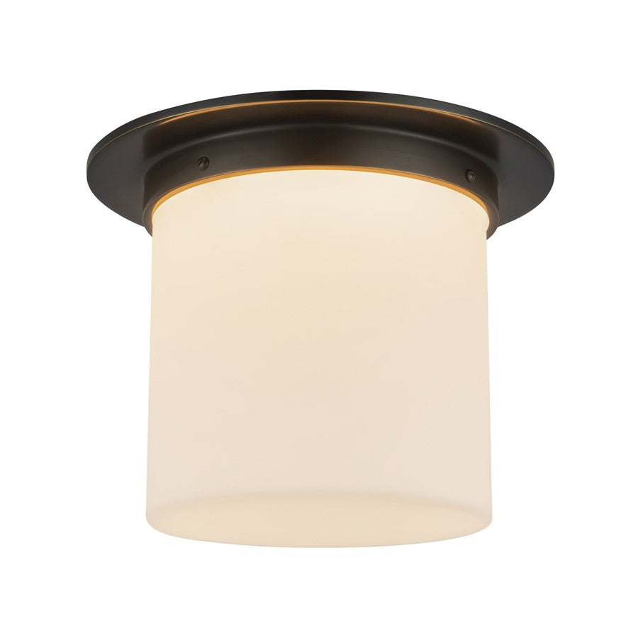 Kuzco Mineral 11" Black Flush Mount, Urban Bronze/Matte Opal Glass