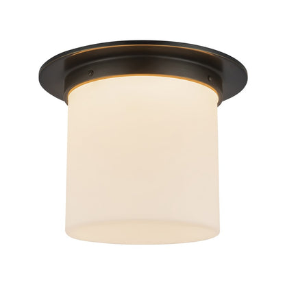 Kuzco Mineral 11" Black Flush Mount, Urban Bronze/Matte Opal Glass