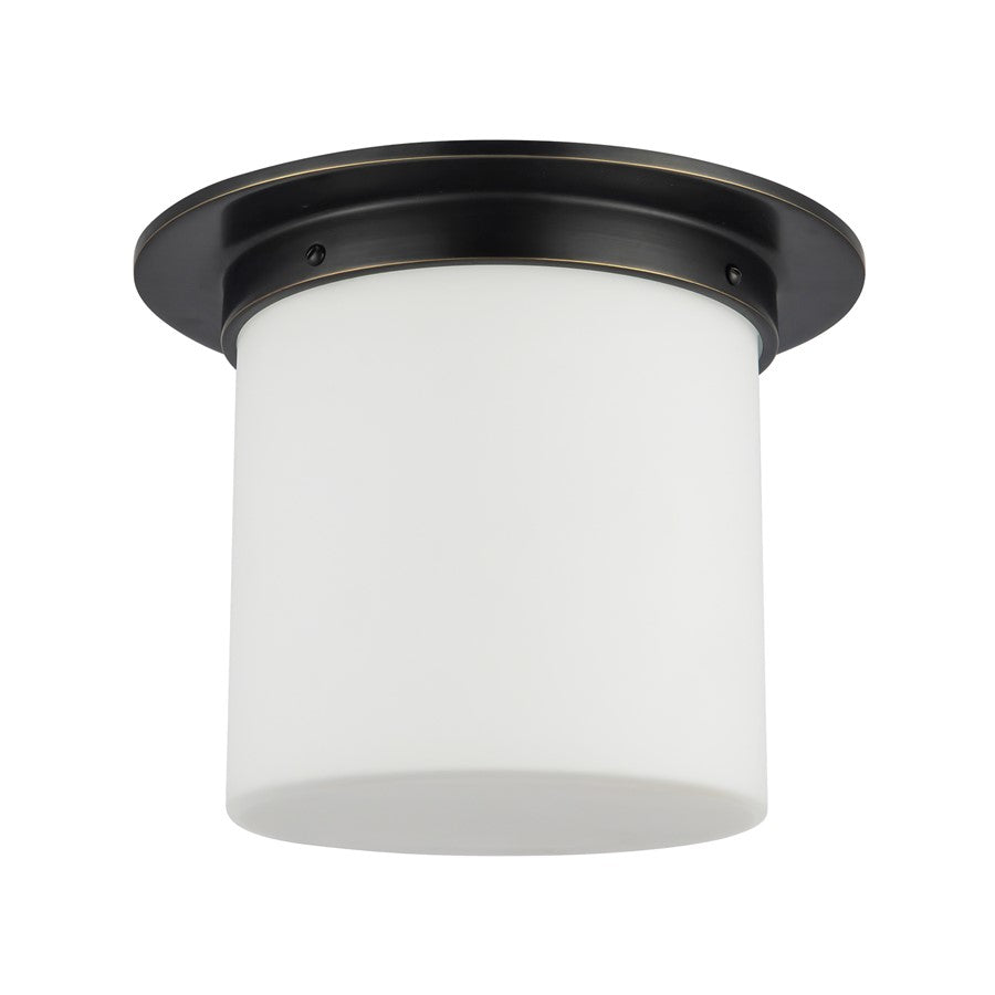 Kuzco Mineral 11" Black Flush Mount, Urban Bronze/Matte Opal Glass
