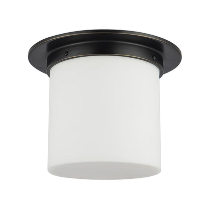 Kuzco Mineral 11" Black Flush Mount, Urban Bronze/Matte Opal Glass