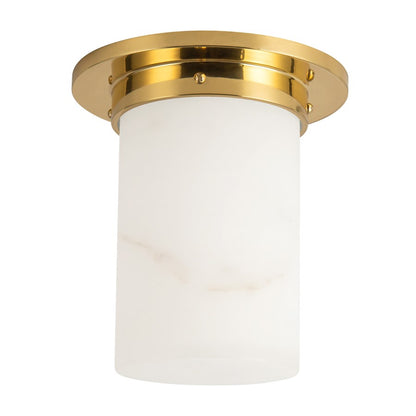 Kuzco Mineral 8" Brass Flush Mount, Patina Brass/Alabaster