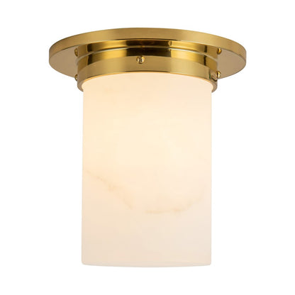 Kuzco Mineral 8" Brass Flush Mount, Patina Brass/Alabaster