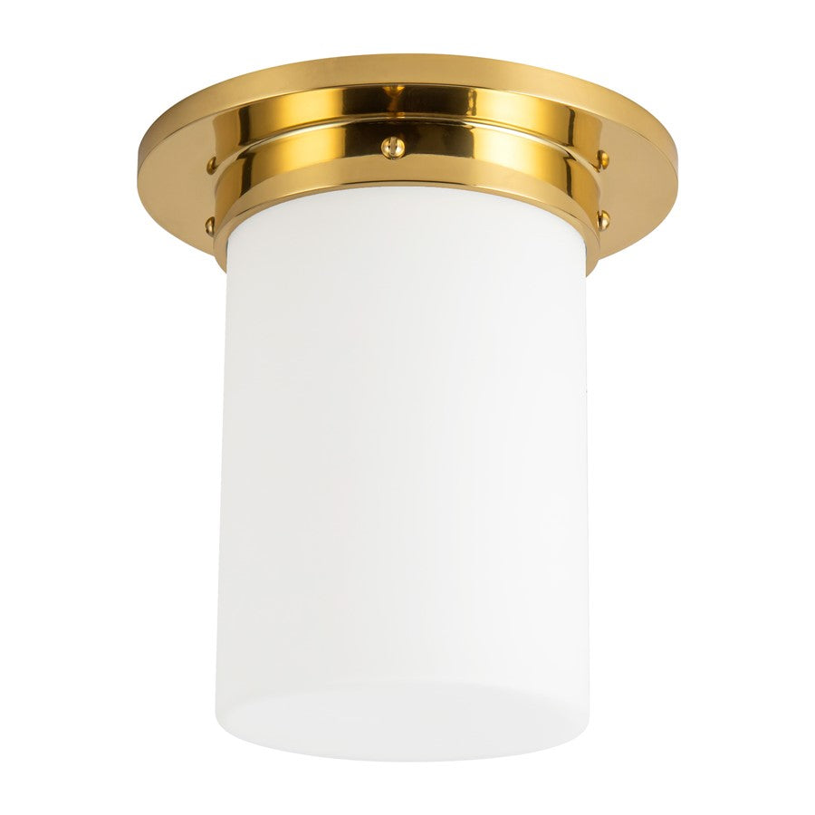 Kuzco Mineral 8" Brass Flush Mount, Patina Brass/Opal