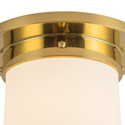 Kuzco Mineral 8" Brass Flush Mount, Patina Brass/Opal