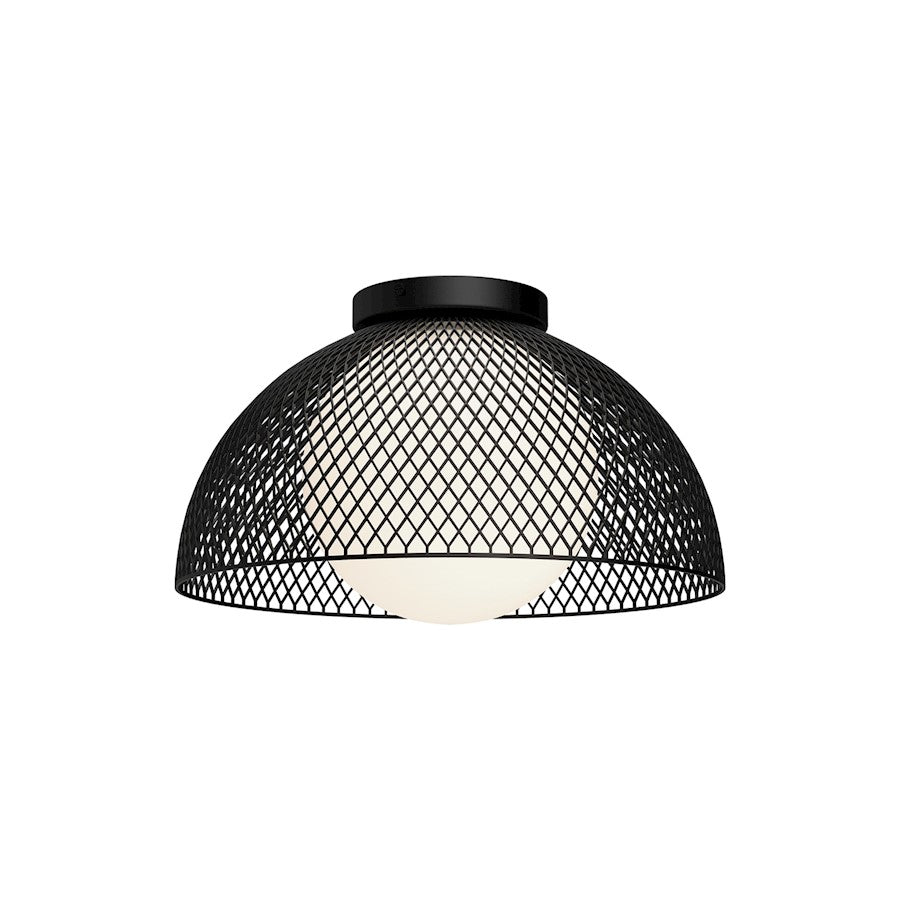 Alora Mood Haven 1 Light 12" Flush Mount, Black/Opal Matte/Opal - FM402513MBOP