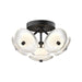Alora Mood Hera 16" LED Flush Mount, Black/Clear Ribbed/Opal Ball - FM417606MBCR