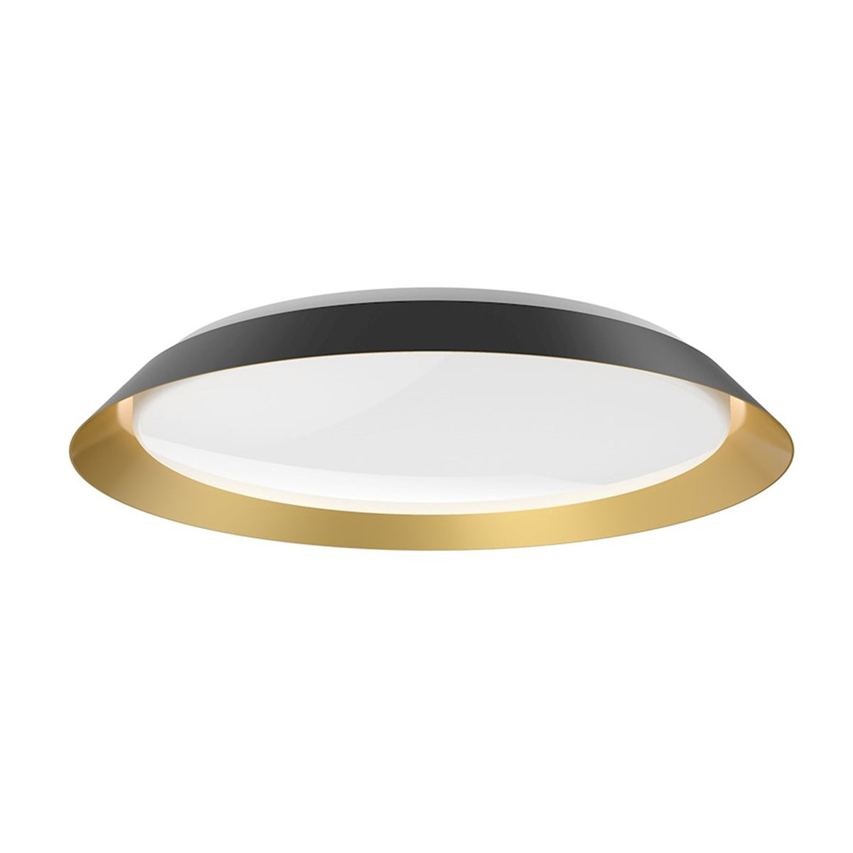 Kuzco Jasper 23in Flush Mount | Modern Black and Gold Steel with Frosted Acrylic Diffuser | Living Room & Bedroom Ceiling | Model FM43423-BK-GD-5CCT