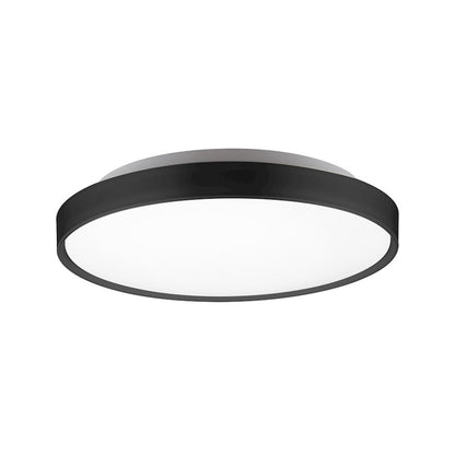 Kuzco Brunswick 18in LED Flush Mount | Modern Black Steel and Frosted Acrylic | Bedroom & Hallway | 17.25 x 3.25 in | Model FM43518-BK-5CCT