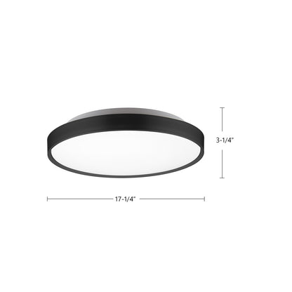 Kuzco Brunswick 18in LED Flush Mount | Modern Black Steel and Frosted Acrylic | Bedroom & Hallway | 17.25 x 3.25 in | Model FM43518-BK-5CCT