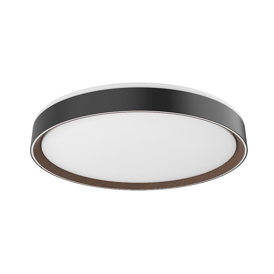 Kuzco Essex 20in LED Flush Mount | Modern Black and Walnut Aluminum | Bedroom & Hallway Ceiling Light | Model FM43920-BK-WT-5CCT
