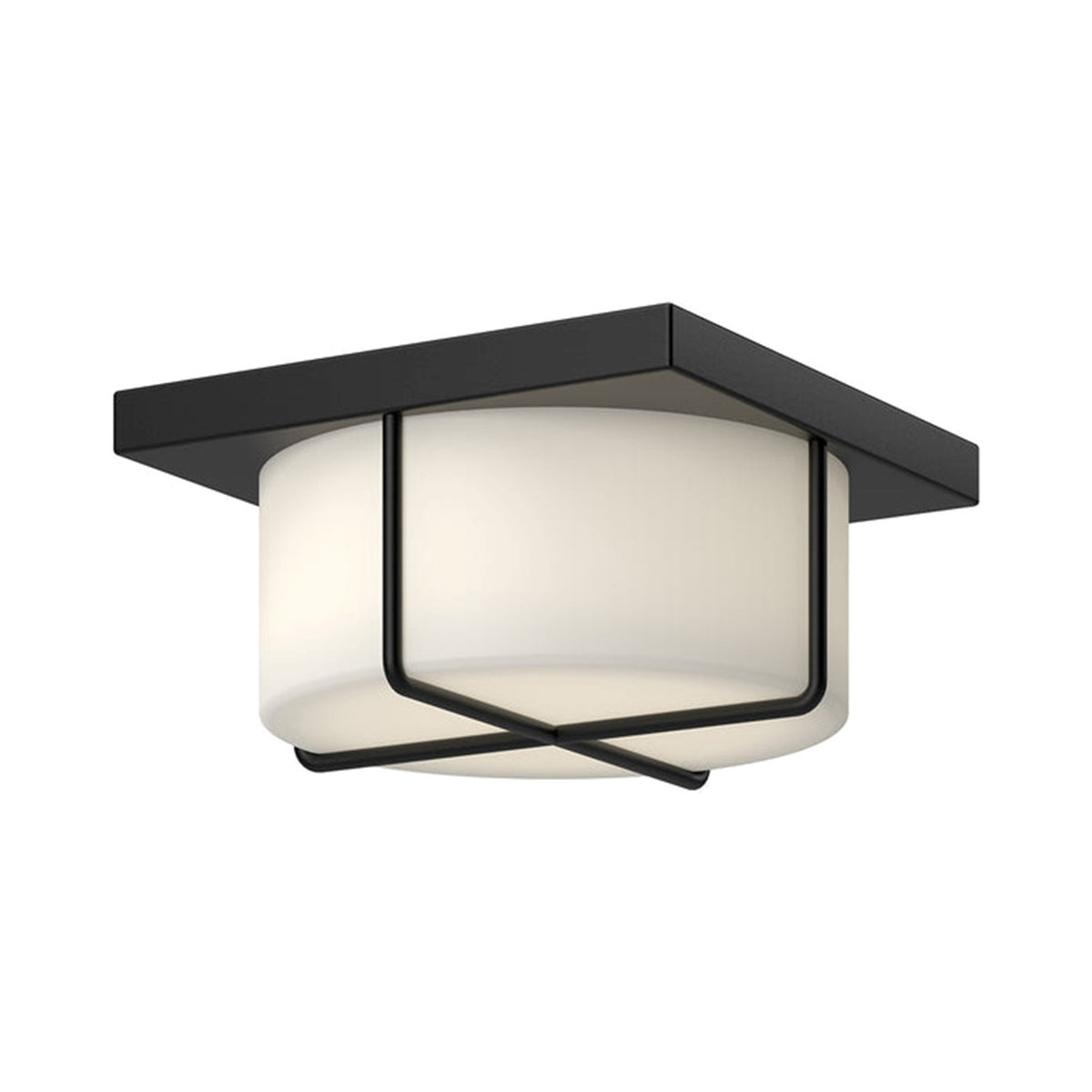 Kuzco Regalo 10in LED Flush Mount | Modern Black Aluminum/Steel and Opal Glass | Kitchen & Hallway Ceiling Light | 1020lm 3000K | Model FM45910-BK-OP