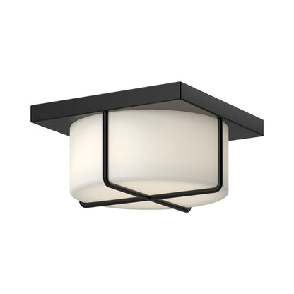 Kuzco Regalo 10in LED Flush Mount | Modern Black Aluminum/Steel and Opal Glass | Kitchen & Hallway Ceiling Light | 1020lm 3000K | Model FM45910-BK-OP