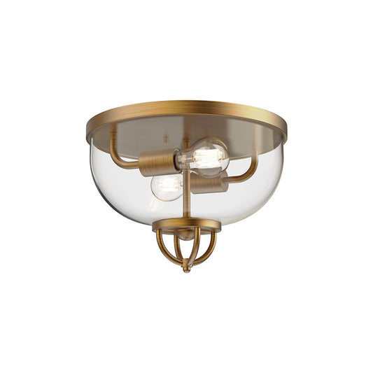 Alora Mood Lancaster 2 Light 13" Flush Mount, Aged Gold/Clear - FM461102AG