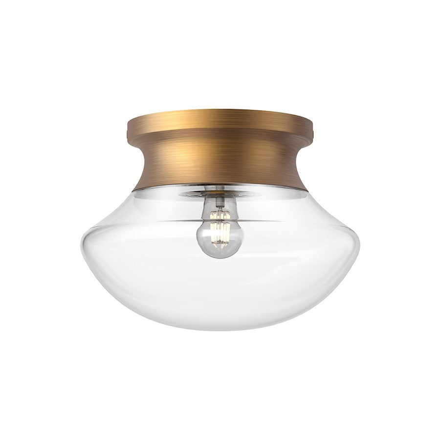 Alora Mood Marcel 1 Light 11" Flush Mount, Aged Gold/Clear - FM464012AG