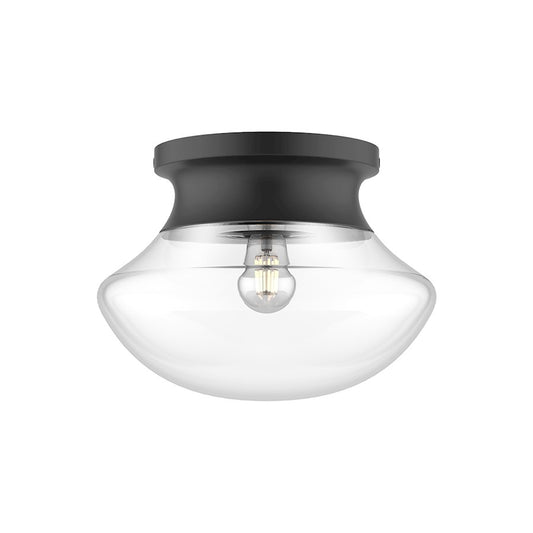 Alora Mood Marcel 1 Light 11" Flush Mount, Matte Black/Clear - FM464012MB