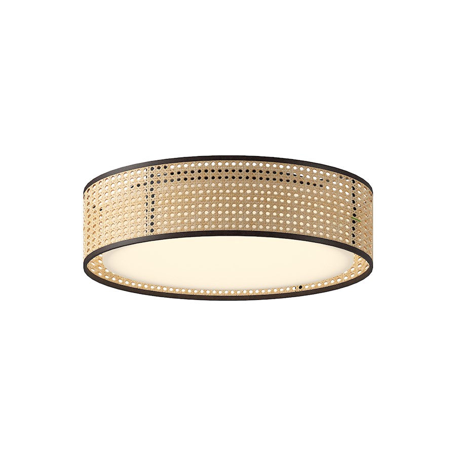 Alora Mood Lyla 16" LED Flush Mount, Rattan/White Acrylic - FM479016RB