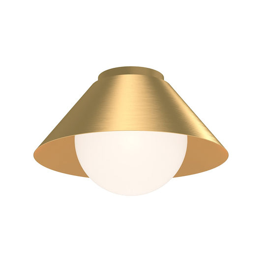 Alora Mood Remy 1 Light 14" Flush Mount, Gold/Opal/Opal - FM485214BGOP