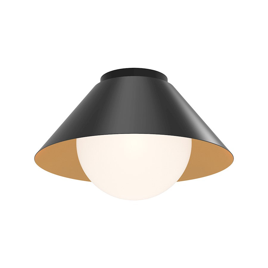 Alora Mood Remy 1 Light 14" Flush Mount, Black/Opal/Opal - FM485214MBOP