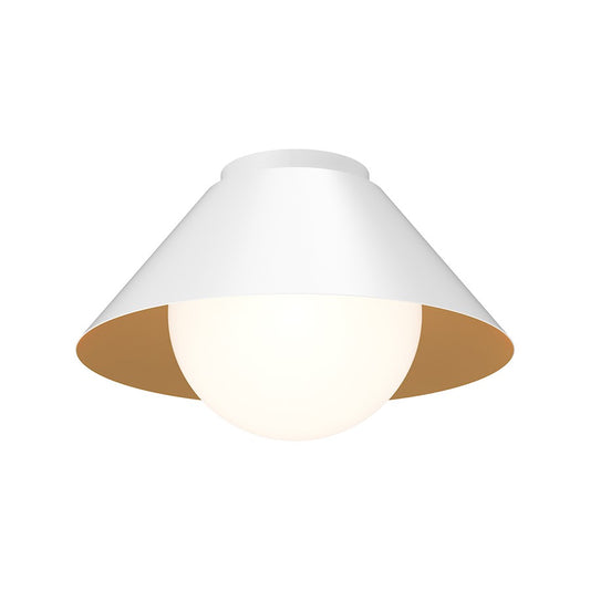 Alora Mood Remy 1 Light 14" Flush Mount, White/Opal/Matte Opal - FM485214WHOP