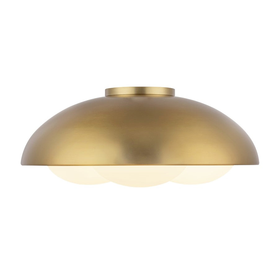 Kuzco Robyn 16in 3-Light Flush Mount | Brushed Gold Steel and Opal Glass | Hallway, Entryway & Kitchen | 16 x 16 x 6.75 in | Model FM495316BGOP