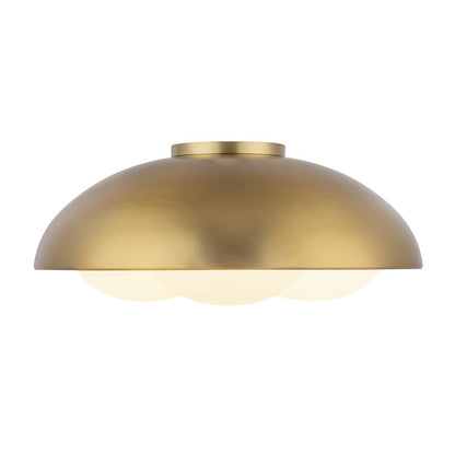 Kuzco Robyn 16in 3-Light Flush Mount | Brushed Gold Steel and Opal Glass | Hallway, Entryway & Kitchen | 16 x 16 x 6.75 in | Model FM495316BGOP