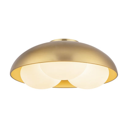Kuzco Robyn 16in 3-Light Flush Mount | Brushed Gold Steel and Opal Glass | Hallway, Entryway & Kitchen | 16 x 16 x 6.75 in | Model FM495316BGOP