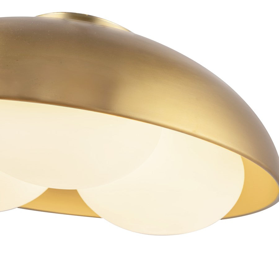 Kuzco Robyn 16in 3-Light Flush Mount | Brushed Gold Steel and Opal Glass | Hallway, Entryway & Kitchen | 16 x 16 x 6.75 in | Model FM495316BGOP