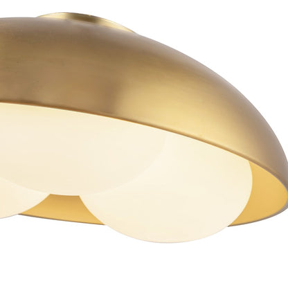 Kuzco Robyn 16in 3-Light Flush Mount | Brushed Gold Steel and Opal Glass | Hallway, Entryway & Kitchen | 16 x 16 x 6.75 in | Model FM495316BGOP
