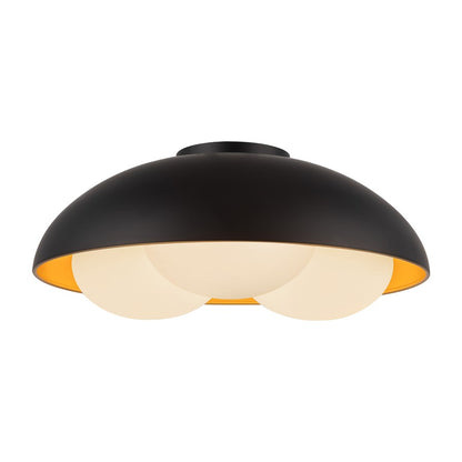Kuzco Robyn 16" Socket Flush Mount, Black/Opal Glass/Steel Shade - FM495316MBOP